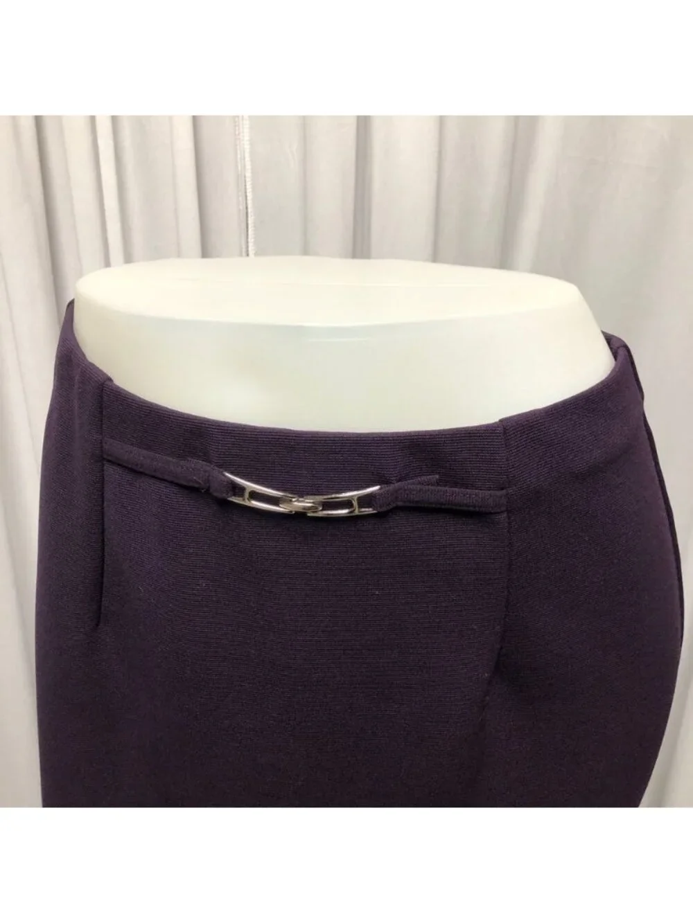Briggs Midi Skirt Womens Size Medium Plum Elastic Waist Stretchy Office Evening